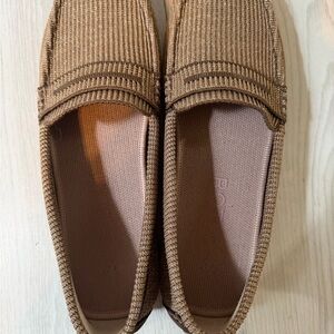 Rothy's Sparkly Brown & Gold Loafers Size 10 NEW